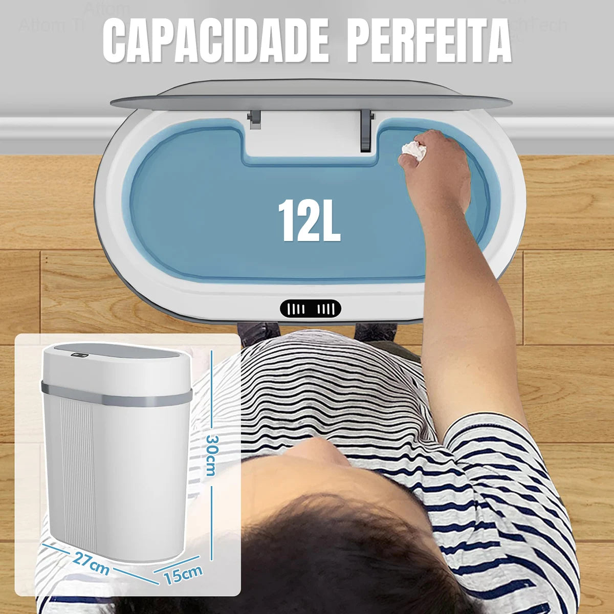 Lixeira Tecnológica  12L com sensor de Proximidade  sistema abre e fecha