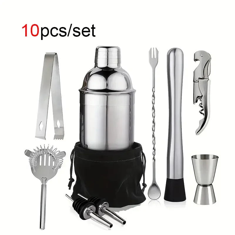 Conjunto de coqueteleira Kit de barman de aço inoxidável Misturador de coquetel