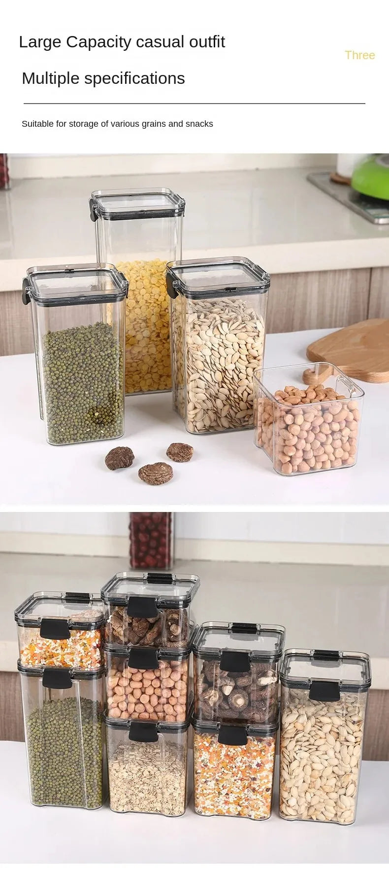 Conjunto 5 potes organizadores para armazenamento de alimentos