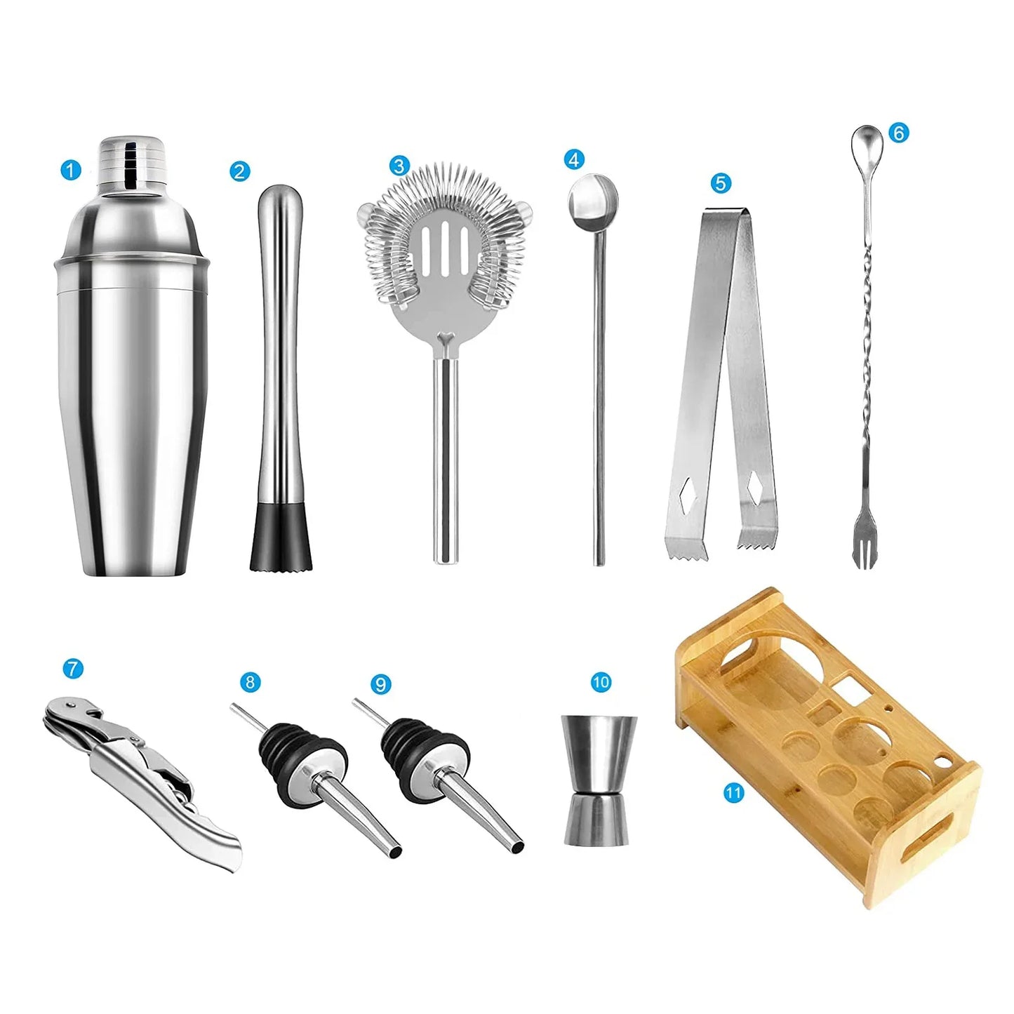 Conjunto de coqueteleira Kit de barman de aço inoxidável Misturador de coquetel
