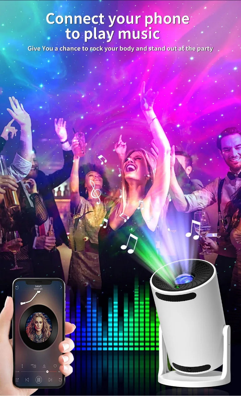 Luz noturna inovadora do projetor de estrelas com alto-falante Bluetooth, lâmpada de atmosfera de quarto para ambiente romântico