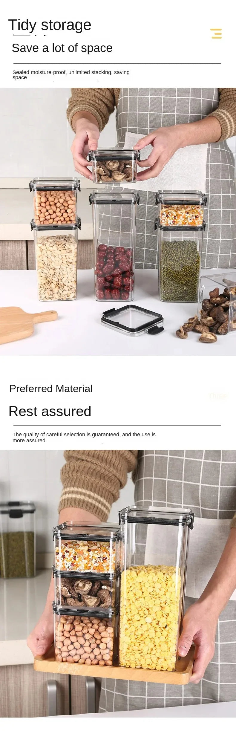 Conjunto 5 potes organizadores para armazenamento de alimentos