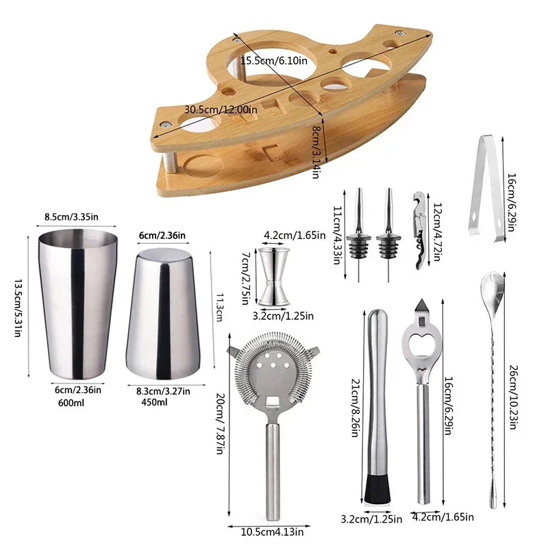 Conjunto de coqueteleira Kit de barman de aço inoxidável Misturador de coquetel