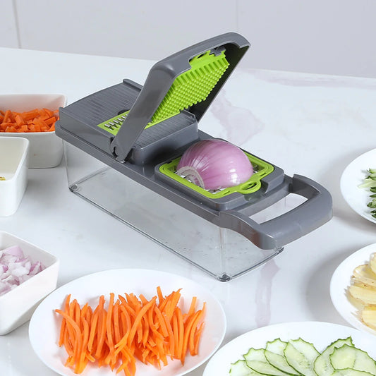 Cortador de Legumes Multifuncional,Fatiador de Frutas e Descascador de Batata