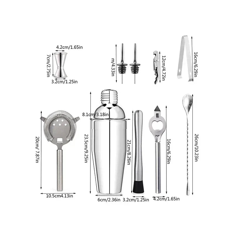 Conjunto de coqueteleira Kit de barman de aço inoxidável Misturador de coquetel