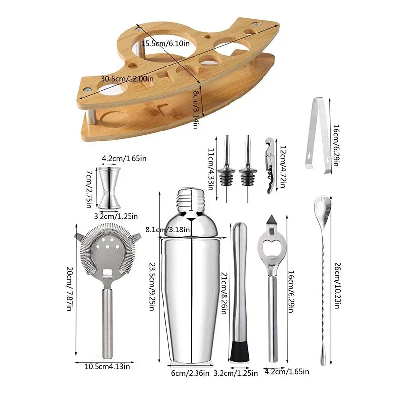 Conjunto de coqueteleira Kit de barman de aço inoxidável Misturador de coquetel