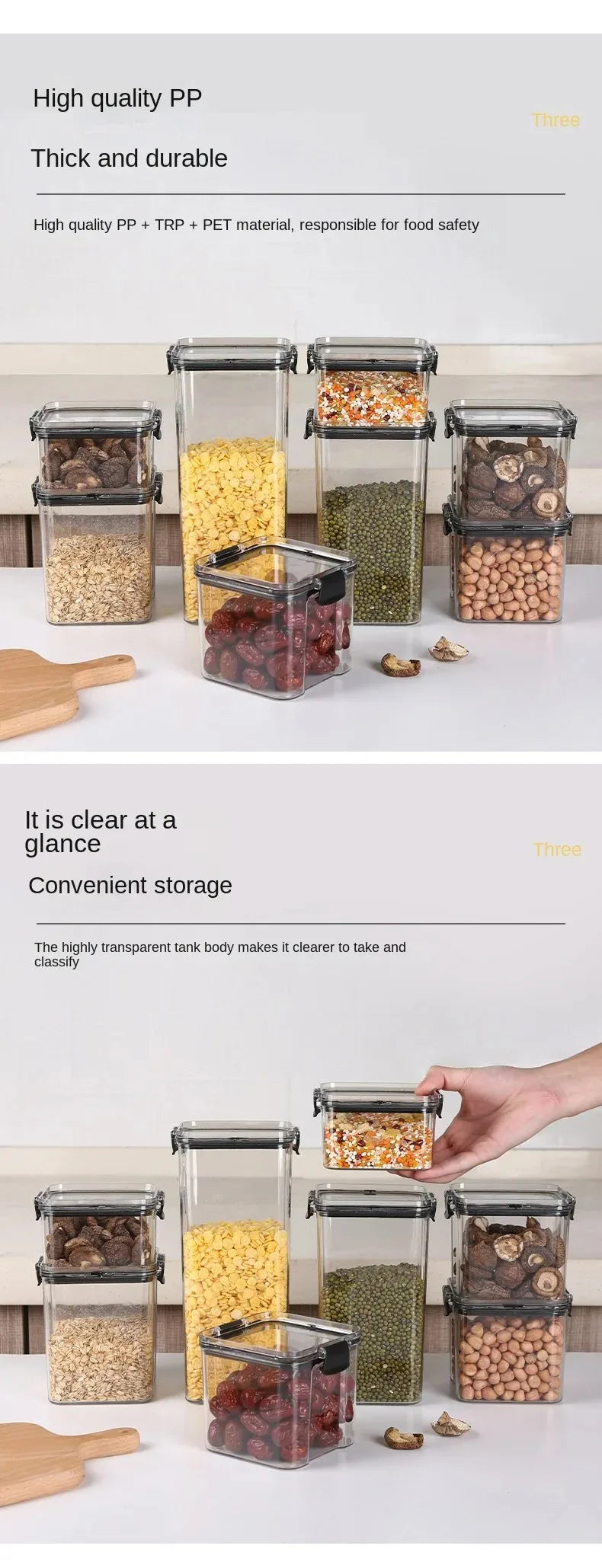 Conjunto 5 potes organizadores para armazenamento de alimentos